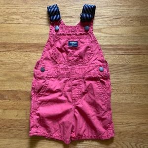 3T Osh kosh overalls red with navy straps
